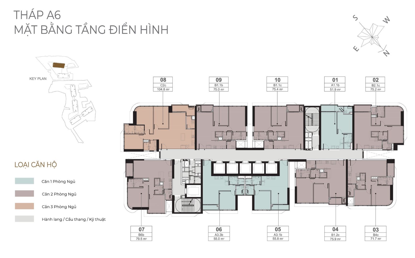 Mặt bằng tầng điển hình tháp A6